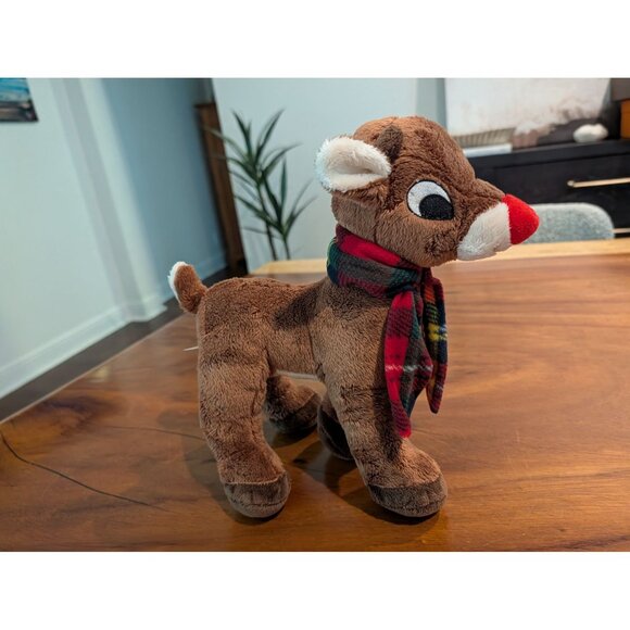 Dan Dee Rudolph Plush Collectible Reindeer With Red Nose & Plaid Scarf 11" - Picture 9 of 10
